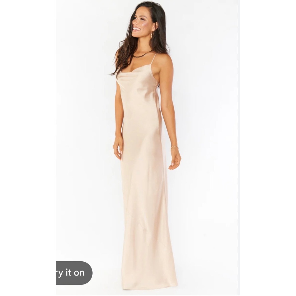 Show Me Your Mumu‎ Tuscany Maxi Slip Dress Champagne Luxe Satin Cowl Neck Small